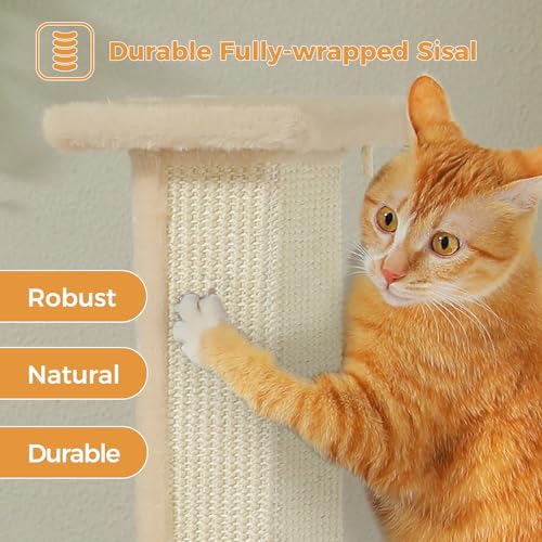 Cat Scratching Post 32” Tall Square Cat Scratcher (Beige)