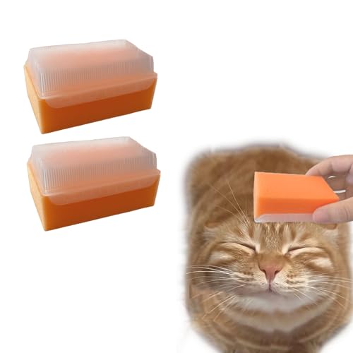 2PC Soft Cat Brush for Grooming (Orange)