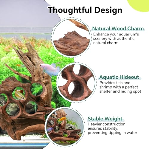Driftwood for Aquarium Natural Aquarium Wood for Aquascaping Fish Tank Decorations Reptile Tank Decor (11''-15")