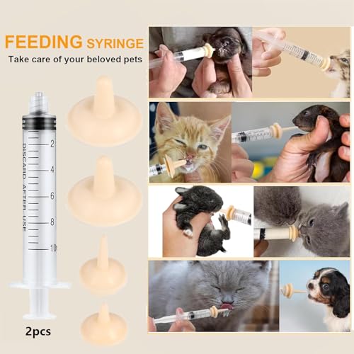 Pet Feeder Syringe (2x10ml Feeder &1S+1M+2L Nipples)
