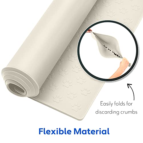 100% Waterproof Dog Food Mat (Cream / 18"L x 12"W)
