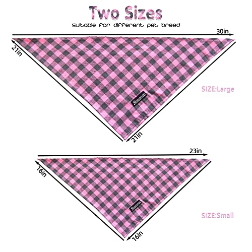 Adjustable Plaid Dog Bandanas (Square Yellow / Large)