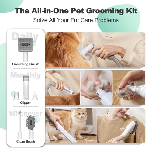 6-in-1 Dog Grooming Vacuum Kit, Pet Clipper & Nail Grinder, Green (Green)