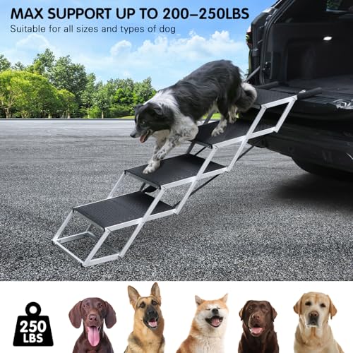 Folding Dog Stairs for Car (Black / 20In-4 Steps)