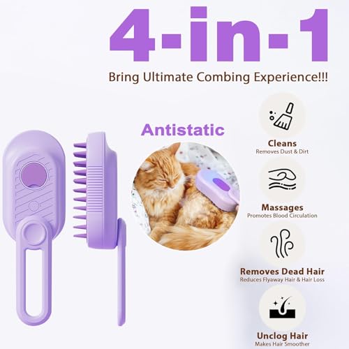 2026 New 4 in 1 Cat Steam Brush for Shedding