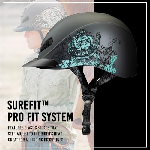 Rebel Bold Horse Riding Helmet (Turquoise Rose / X-Large)