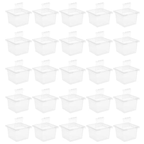 Transparent Reptile Breeding Box Mini Feeding Cage Tank with Lid 2.67X2.16X1.77 Inch Compact Lightweight Habitat for Spider Scorpion Gecko Snake