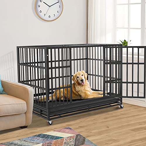 48 Inch Heavy Duty Dog Crate for Large Dogs (Black)