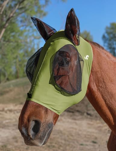 Horse Fly Mask with Ears (Olive Green / Large)
