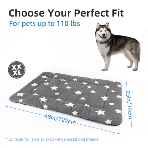 Dog Crate Pad Dog Bed for Crate Washable Flat Pet Kennel Mat Cute (48''L x 29''W x 1.5''Th / Grey)