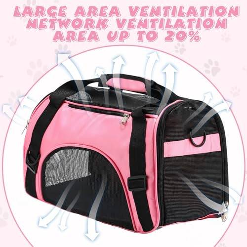 2 Pcs Pet Carrier for Cat Soft Sided Travel Bag (Small / Pink, Blue)