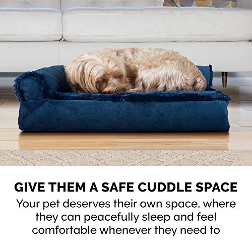 Cooling Gel Dog Bed for Large Dogs w (Jumbo Plus / (Plush & Velvet) Deep Sapphire)