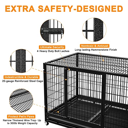 38 inch Heavy Duty Wire Dog Crate Cage Kennel for Large Dogs (Black)