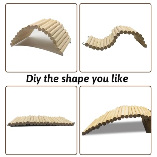 11.37 X 5.9 Inches Hides for Tortoises Wood Bendy Bridge Reptile Hide Climbing Ladder Hide Cave Turtle Habitat Decor for Lizards Gecko Spiders Snakes