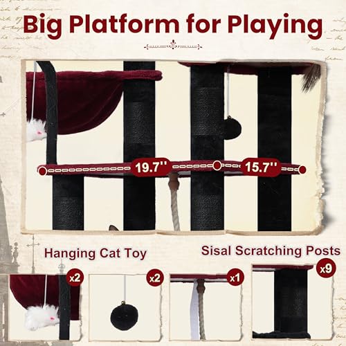 Cat Tree 63'' Cat Tower for Large Cats (63 inch / Black and red)