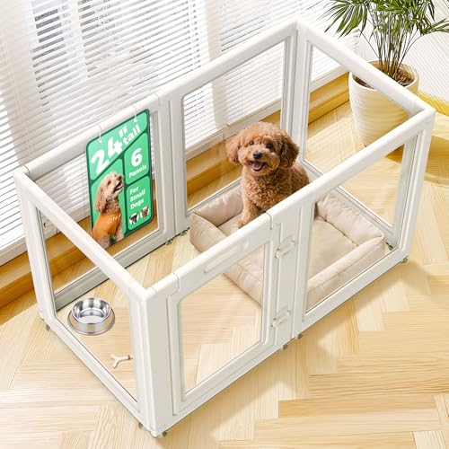 AuraSpace Clear Acrylic Indoor Dog Playpen (White / 24"H)