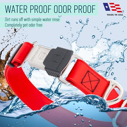 Biothane Waterproof Dog Collar with Herm Sprenger Stainless Steel Quick Release Buckle (W 1" x L 15"-25" / Cherry Red)