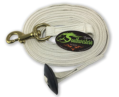 Lunge Line for Horses Cotton Horse Lunge Line with Bolt Snap & Rubber Stop (White / 24')
