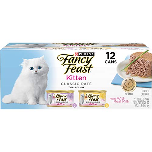 Purina Fancy Feast Grain Free Pate Wet Kitten Food Variety Pack (3 Ounce (Pack of 24))