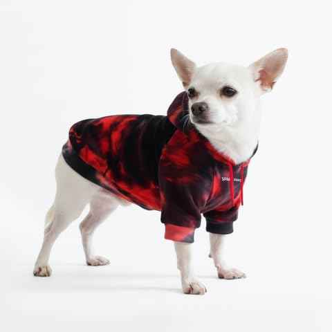 Dog Hoodie Buttery (Red & Black / Small)