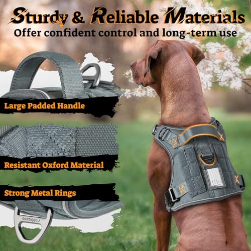 Tactical Dog Harness for Small Dogs (S(Chest:16.1"-31.5",Neck:15.4"-21.6",Back:7.1") / Grey)