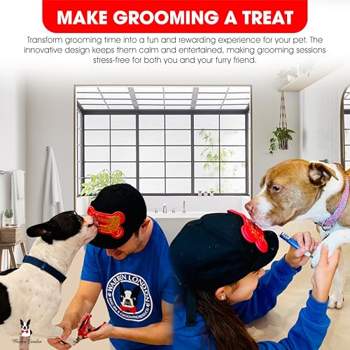 Distract-A-Hat ™ by Warren London - Dog Grooming Distraction Lick Hat for Nail Clipping and Grooming – Adjustable Fit with Adhesive Dog Lick Pad, Spreader & Cleaning Brush Included (One Size Fits All - Hat Only)