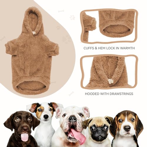 Fuzzy Dog Hoodie Dog Sweaters for Large Dogs Soft Double (XX-Large / Coffee)