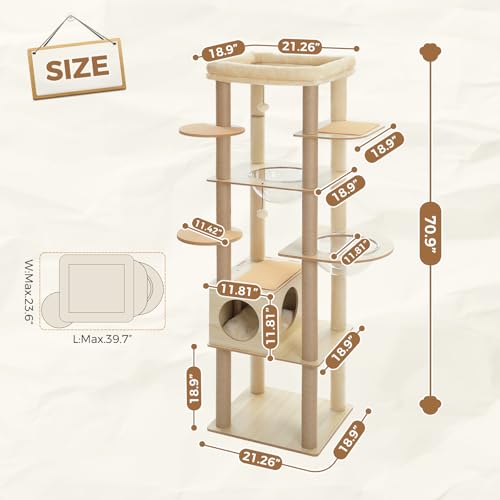 71'' Cat Tree (Beige / XXL(21"L x 19"W x 71"H))