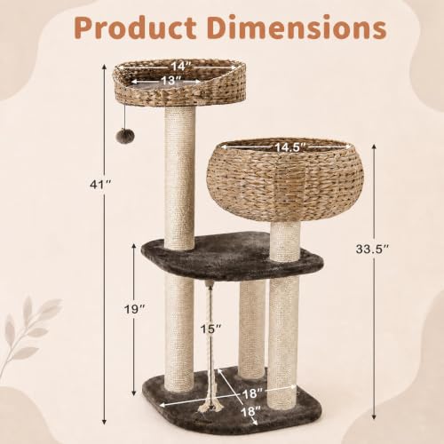 41 Inch Modern Cat Tree for Indoor Cats (41 inches / Coffee)