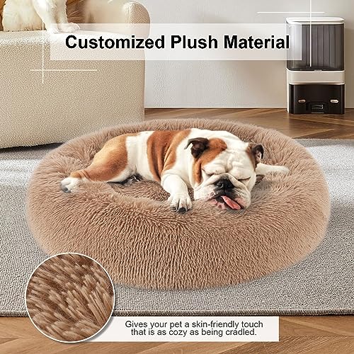 Dog Bed Cat Calming Bed (Camel / 23.0"L x 23.0"W x 7.0"Th)