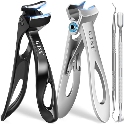 Toenail Clippers for Thick Toenails for Seniors 4PCS (Sliver Wide & Black Angled)