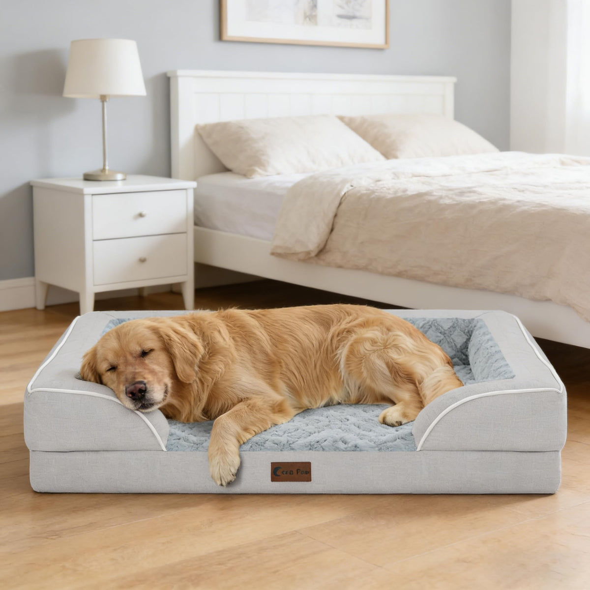 Orthopedic Dog Bed for Extra Large Dogs (Light Grey / 45.0"L x 35.0"W x 8.5"Th)