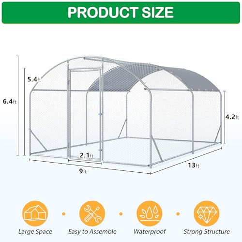 Large Metal Chicken Coop (155.88"L x 107.5"W x 77.1"H)