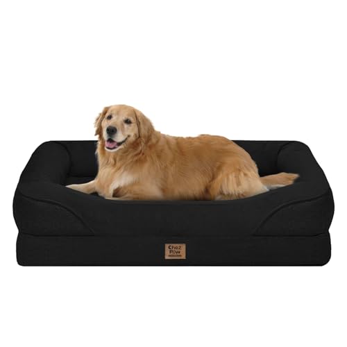 Waterproof Orthopedic Dog Bed for Large and Extra Large Dogs (Black / 42"L x 30"W x 7.5"Th)