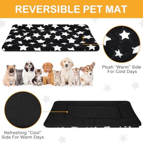 4 Pcs Dog Crate Pads Soft Warm (Rectangular 18 x 24 x 1.6 Inch / Star / Black)