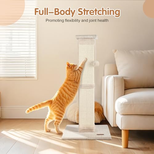 Cat Scratching Post 33 inch for Indoor Cats (Beige)