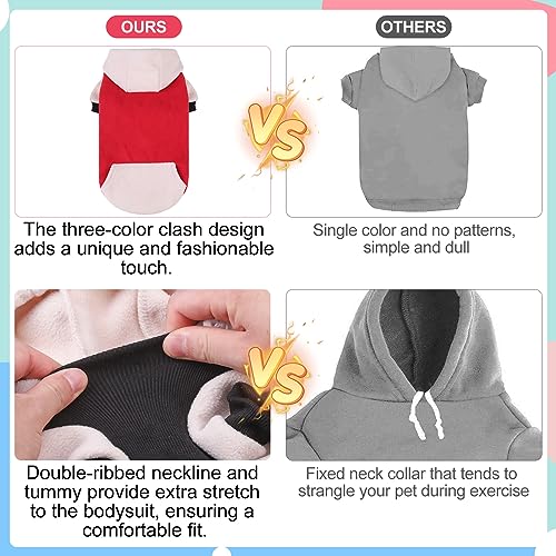Fleece Dog Hoodie Sweatershirt with Pocket and Leash Hole (Small/Medium / Red)