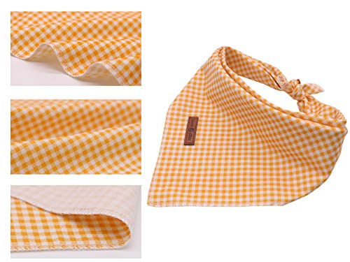 Dog Bandana for Small Medium Large Dogs (Yellow&White Grid / Small (Pack of 1))