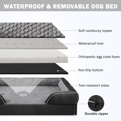 Orthopedic Dog Bed for Extra Large Dogs (XXL (48"x 35"x 8") / Black)