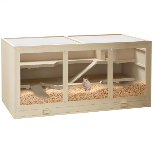 45" Extra Large Wooden Hamster Cage (Natural)