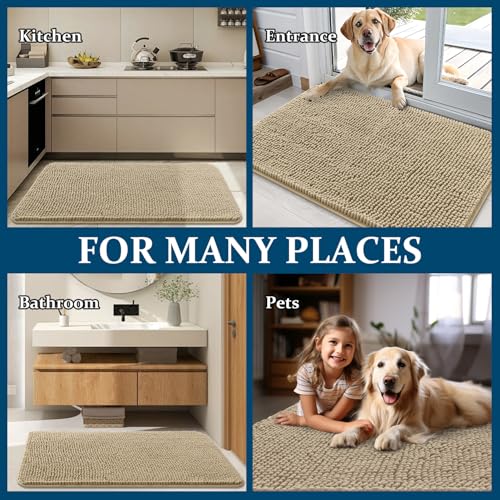 Dog Door Mat for Muddy Paws 47x24 (Beige / 47" X 24")