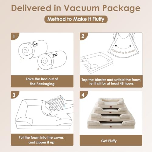 Orthopedic Dog Beds Large Sized Dog (Beige / 36.0"l X 27.0"w X 6.5"th)