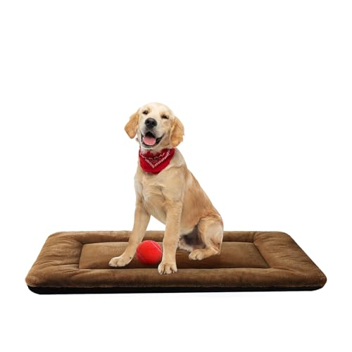 Dog Crate Pad Washable Dog Bed for Crate Medium Cozy Mat 36 (36.0"L x 23.0"W x 1.0"Th / brown)