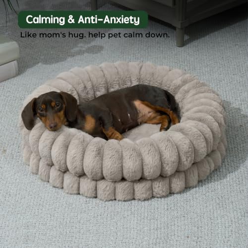 Luxury Donut Dog Bed (24.0"L x 24.0"W x 6.5"Th / Oatmeal)