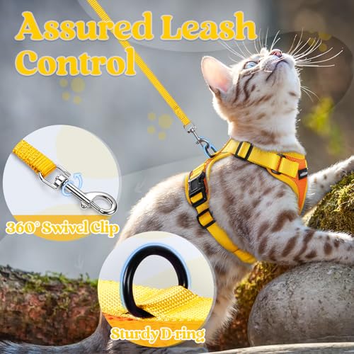 Cat Harness and Leash Set (Orange & Yellow / S)