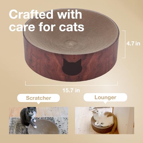 Necoichi Cat Scratcher Bowl for Indoor Cats (Regular / Dark Cherry)