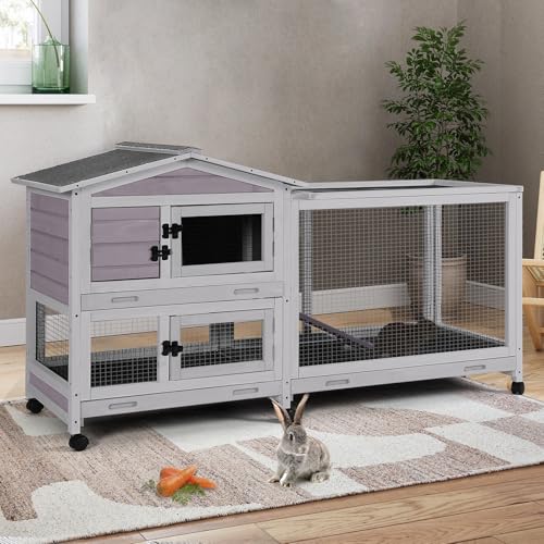 Indoor Rabbit Hutch with Pull (Dark Grey)