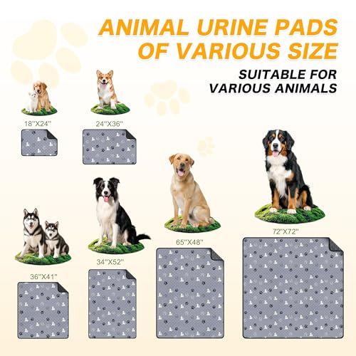 Washable Pee Pads for Dogs (Gray / 24"x48"(Pack of 2))