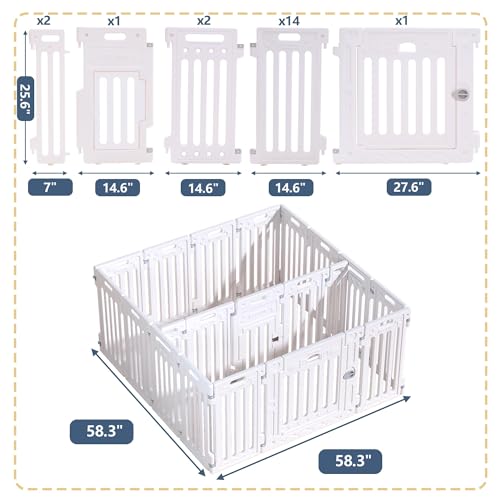 2 Room Dog Playpen with Door (White Standard)