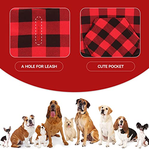 Dog Sweater Red Buffalo Plaid Pet Clothes Warm and Soft Breathable Cozy Small Pet Hoodies Dog Sweaters for Small Dogs with Pocket (X-Small)